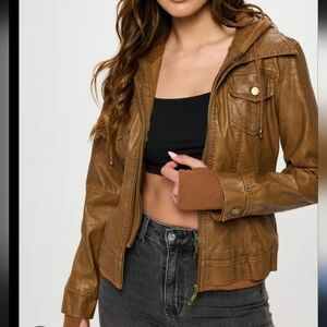 L.A. COALITION, Women's‎ Brown Faux Leather Jacket SZ.small
